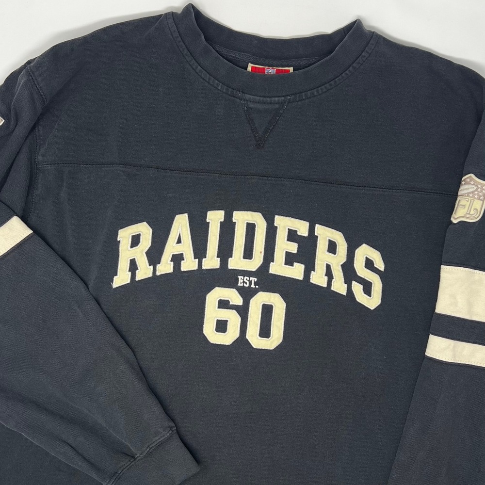 NFL Originals Raiders Est 60 Long Sleeve Shirt Black Mens XL Vintage